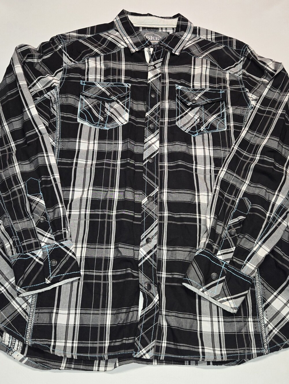 Buckle BKE Pearl Snap Long Sleeve Plaid Western Shirt Men's LGE REG Fit